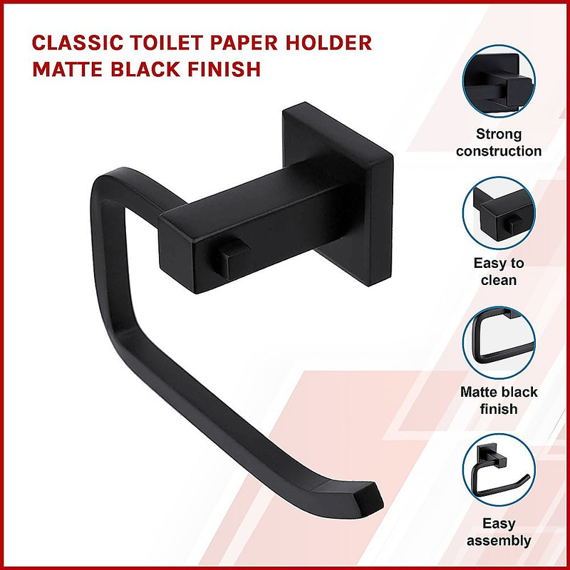 Classic Toilet Paper Holder Matte Black Finish