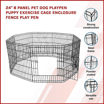 24" 8 Panel Pet Dog Playpen Puppy Exercise Cage Enclosure Fence Play Pen