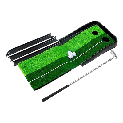 Indoor Practice Putting Green 2.5m Mat Inclined Ball Return Fake Grass 2 Holes