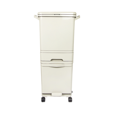 42L Rubbish Bin Waste Trash Can Pedal Recycling Kitchen Wheel 2 Compartment