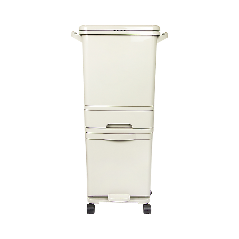 42L Rubbish Bin Waste Trash Can Pedal Recycling Kitchen Wheel 2 Compartment