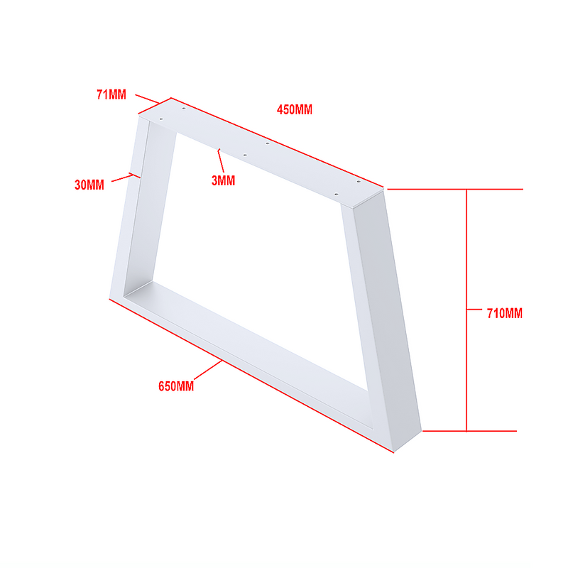 Trapezium-Shaped Table Bench Desk Legs Retro Industrial Design Fully Welded - White