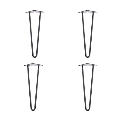 Set of 4 Industrial Retro Hairpin Table Legs 12mm Steel Bench Desk - 41cm Black