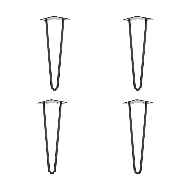 Set of 4 Industrial Retro Hairpin Table Legs 12mm Steel Bench Desk - 41cm Black