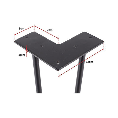 Set of 4 Industrial Retro Hairpin Table Legs 12mm Steel Bench Desk - 71cm Black