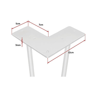 Set of 4 Industrial Retro Hairpin Table Legs 12mm Steel Bench Desk - 11cm White