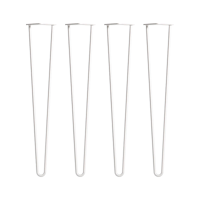 Set of 4 Industrial Retro Hairpin Table Legs 12mm Steel Bench Desk - 71cm White