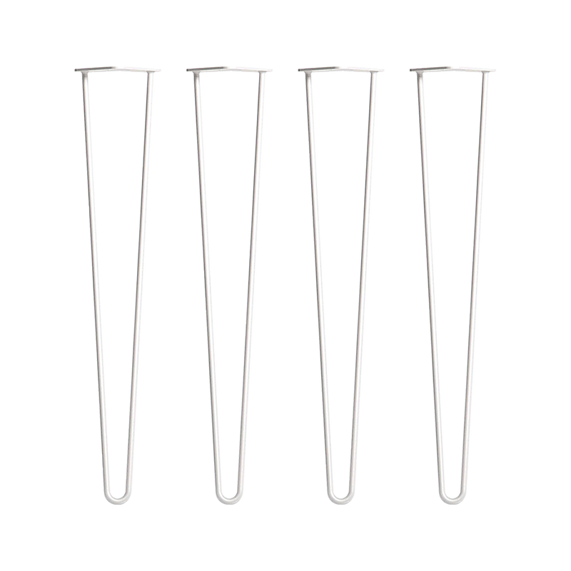 Set of 4 Industrial Retro Hairpin Table Legs 12mm Steel Bench Desk - 71cm White