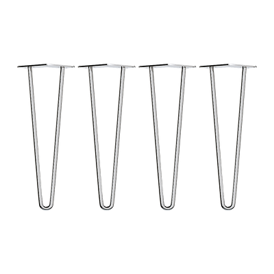 Set of 4 Chrome Retro Hairpin Table Legs 12mm Steel Bench Desk - 41cm