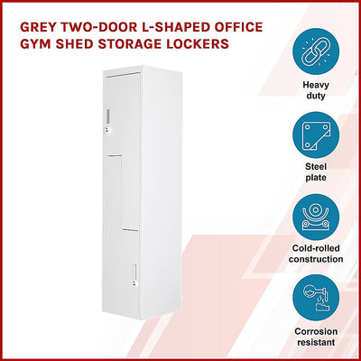 Grey Two-Door L-shaped Office Gym Shed Storage Lockers