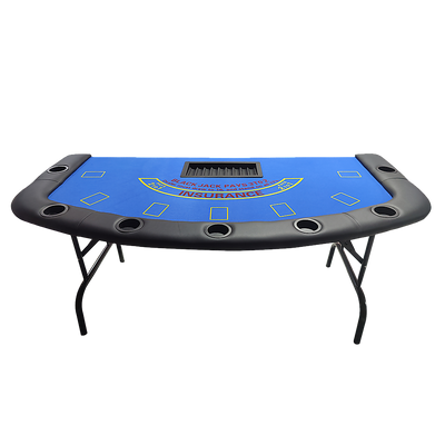 185cm Folded 7 Player Poker Blackjack Table Game Desk W/Cup Holder