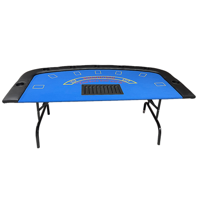 185cm Folded 7 Player Poker Blackjack Table Game Desk W/Cup Holder