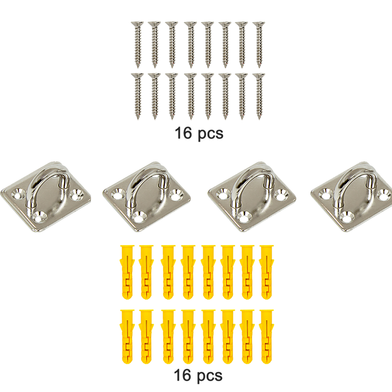 4X M6 304 Stainless Steel Oblong Pad Eye Plate Marine Hardware Staple Hook