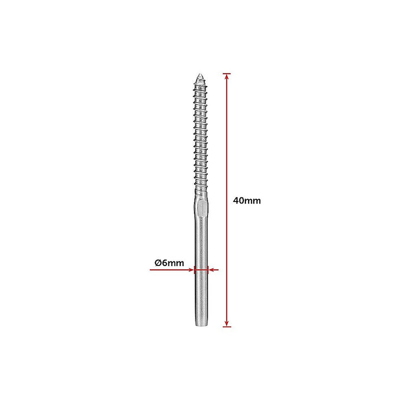 Stainless Steel DIY Rope Balustrade Kit 3.2mm Swage 2 x Lag Screw Term - 10 pack