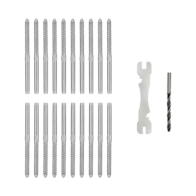 Stainless Steel DIY Rope Balustrade Kit 3.2mm Swage 2 x Lag Screw Term - 10 pack