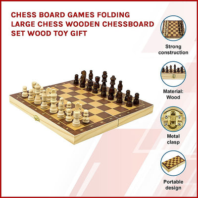 Chess Board Games Folding Large Chess Wooden Chessboard Set Wood Toy Gift