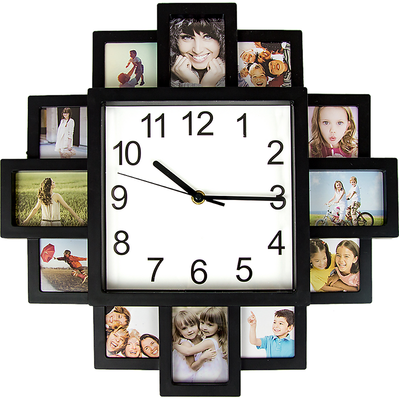 Photo Frame Clock Picture Collage 12-P Display Wall Clock Photowall Home Dͩcor