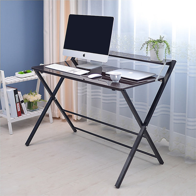 Folding Desk with Shelf Computer Laptop PC Table Side Home Office Furniture