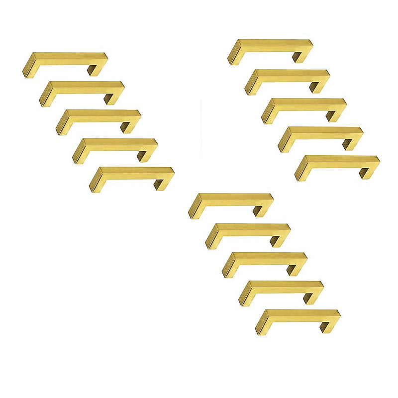 15x Brushed Brass Drawer Pulls Kitchen Cabinet Handles - Gold Finish 96mm