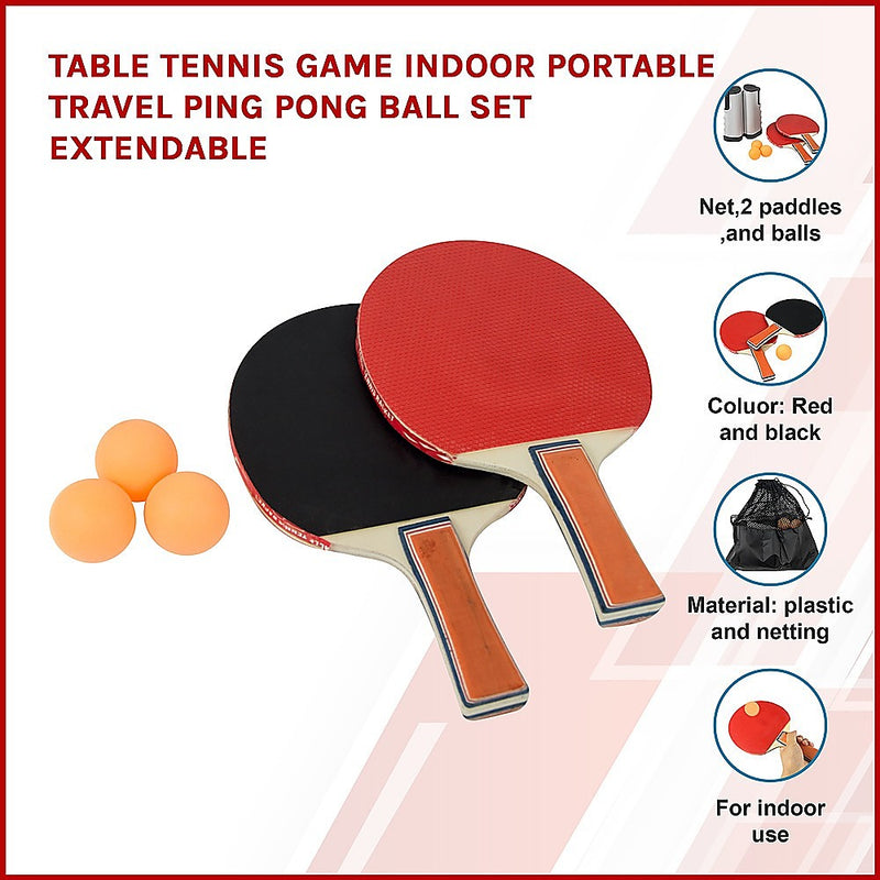 Table Tennis Game Indoor Portable Travel Ping Pong Ball Set Extendable