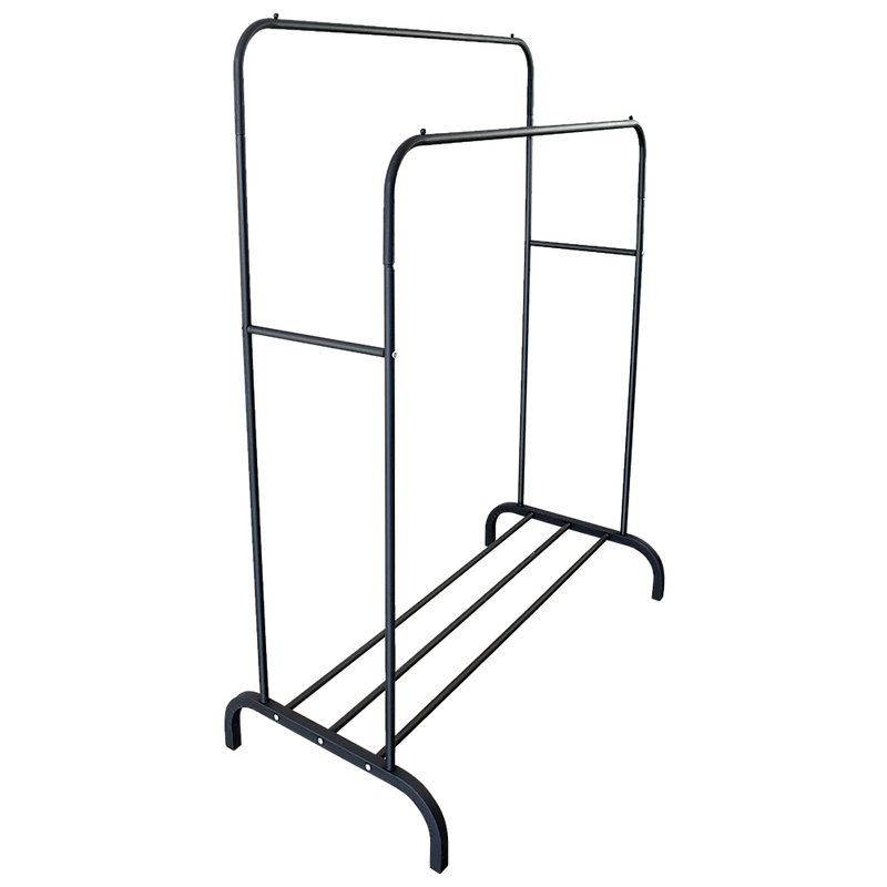 Heavy Metal Double Clothes Rail Hanging Rack Garment Display Stand Storage Shelf