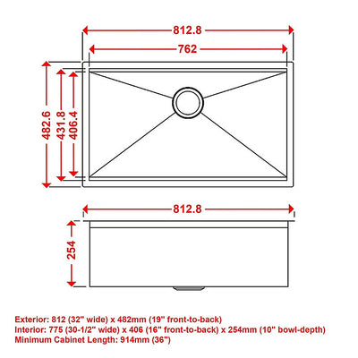 BRIENZ 32-inch Nano Workstation Ledge Undermount 16 Gauge Stainless Steel Kitchen Sink Single Bowl