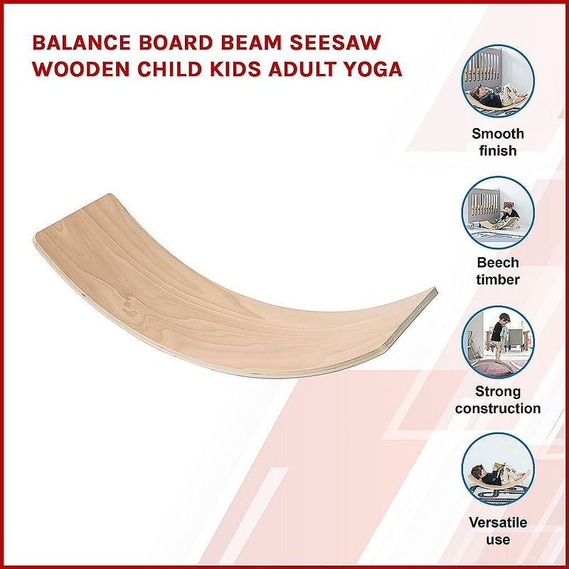 Balance Board Beam Seesaw Wooden Child Kids Adult Yoga