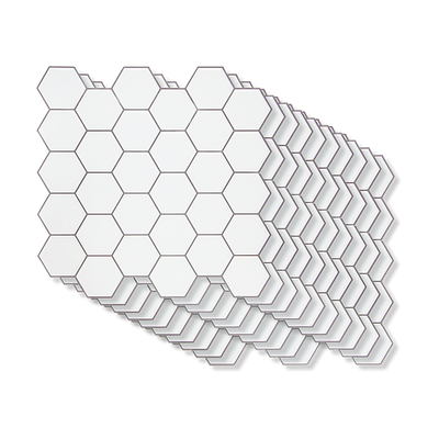 Tiles 3D Peel and Stick Wall Tile Hexagon White (30cm x 30cm x 10 sheets)