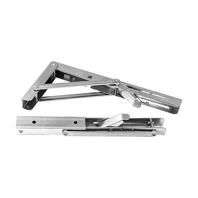 2x 10" Stainless Steel Folding Table Bracket Shelf Bench 50kg Load Heavy Duty