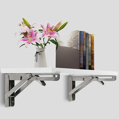 2x 20" Stainless Steel Folding Table Bracket Shelf Bench 50kg Load Heavy Duty