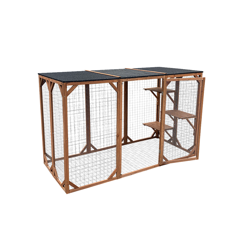 180cm Large Cat Enclosure Wooden Outdoor Cage with 3 Platforms