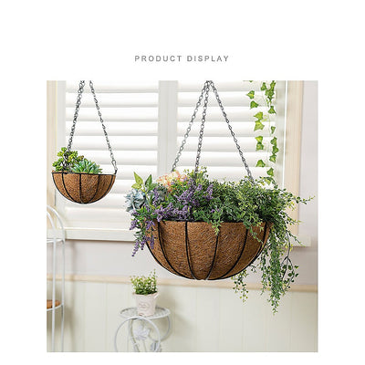 4X Large Garden Hanging Basket With Coir Liner & Chain Flower Plant Pots Baskets