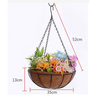 4X Large Garden Hanging Basket With Coir Liner & Chain Flower Plant Pots Baskets