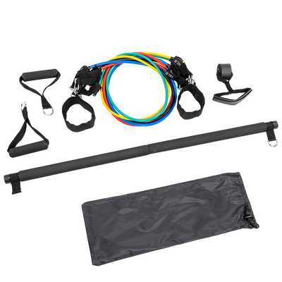 Exercise Pilates Bar Kit Resistance Bands Yoga Fitness Stretch Workout Gym