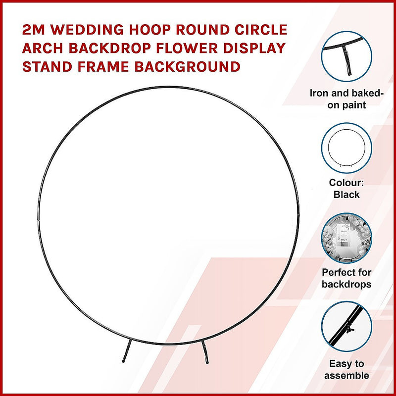 2M Wedding Hoop Round Circle Arch Backdrop Flower Display Stand Frame Background