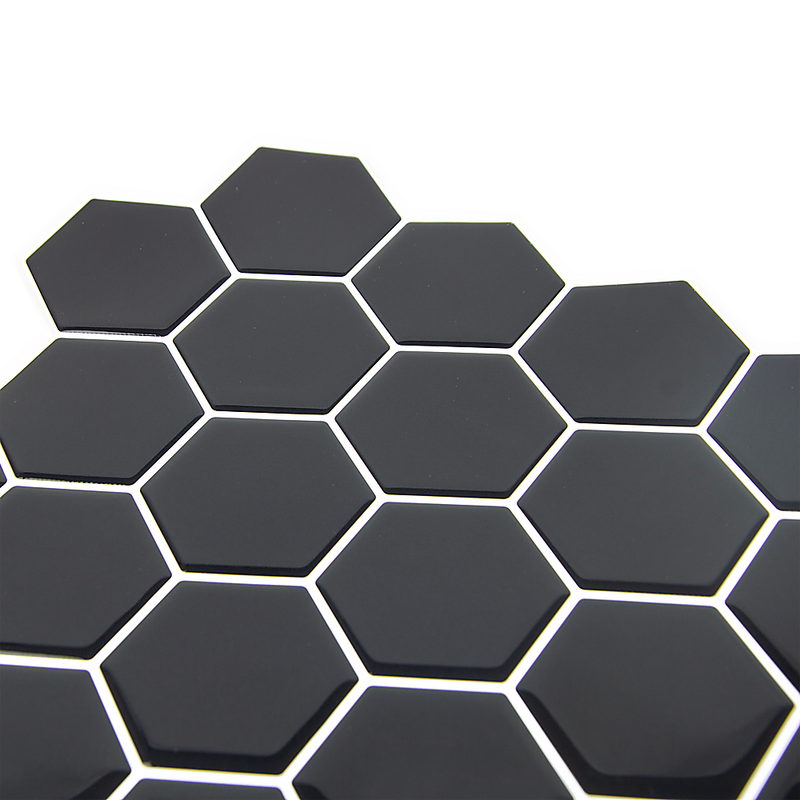 Tiles 3D Peel and Stick Wall Tile Hexagonal Mosaic Black 10 Sheets