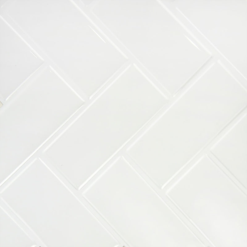 Tiles 3D Peel and Stick Wall Tile Herringbone White 10 Sheets