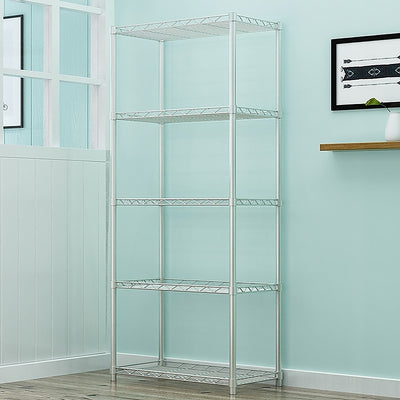 5 Tier Silver Metal Storage Rack Shelving Wire Shelf