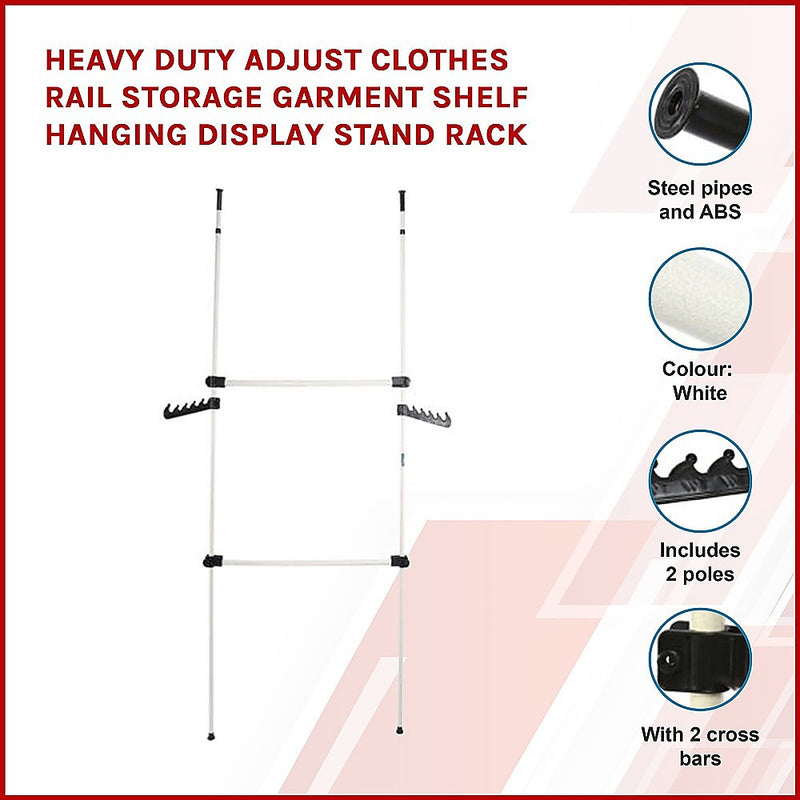 Heavy Duty Adjust Clothes Rail Storage Garment Shelf Hanging Display Stand Rack