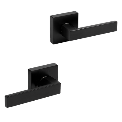 Door Handle Set Lever Passage Function Square Black