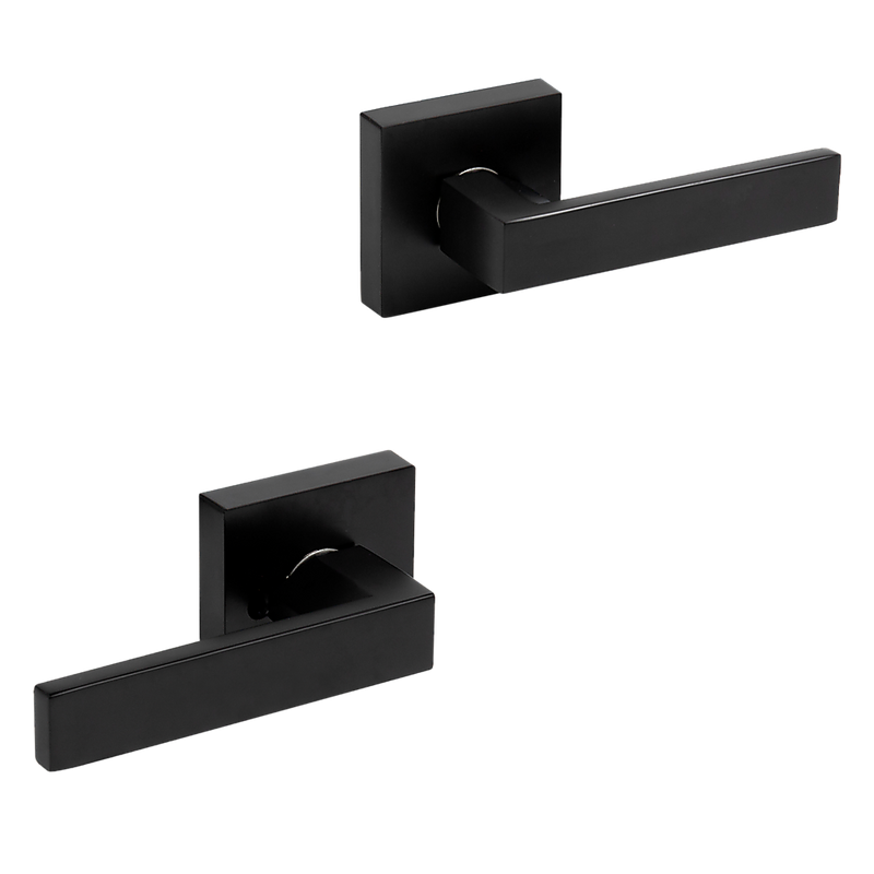 Door Handle Set Lever Passage Function Square Black