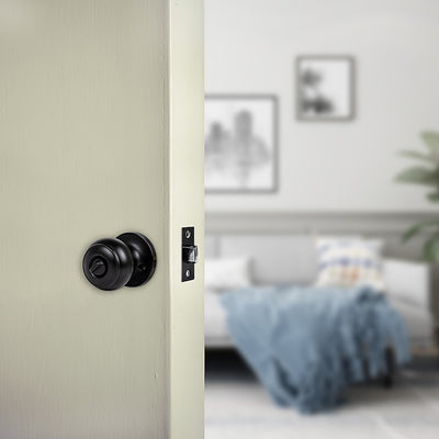 Door Handle Set Privacy Function Round Black