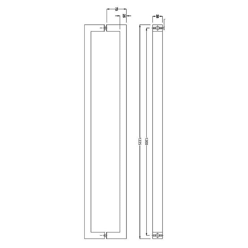 Entrance Door Pull Handle Matte Black 1200mm