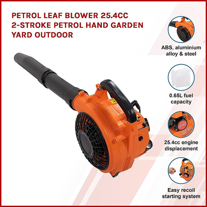 Petrol Leaf Blower 25.4cc 2-Stroke Petrol Hand Garden Yard Outdoor