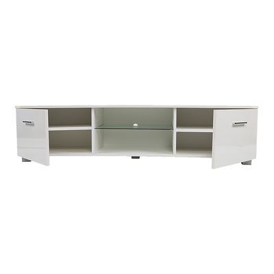 TV Cabinet Entertainment Unit Stand High Gloss Storage Shelf 140cm White