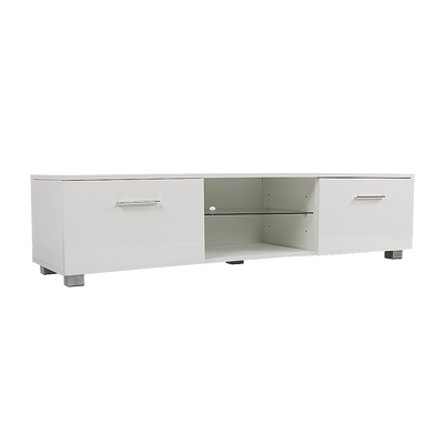 TV Cabinet Entertainment Unit Stand High Gloss Storage Shelf 140cm White