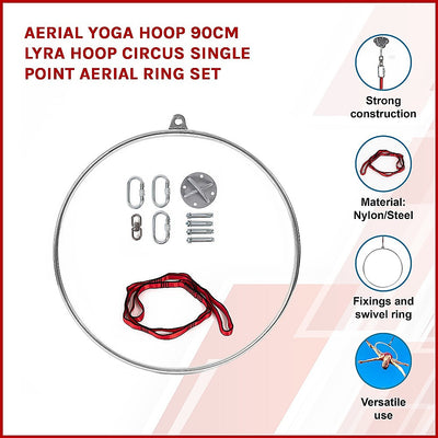 Aerial Yoga Hoop 90CM Lyra Hoop Circus Single Point Aerial Ring Set