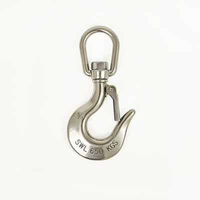 304 Stainless Steel Swivel Lift Clevis Chain Crane Hook with Safety Lock 650kg