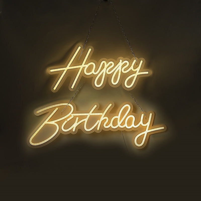 Happy Birthday Neon Sign Hanging Glowing Party Decoration