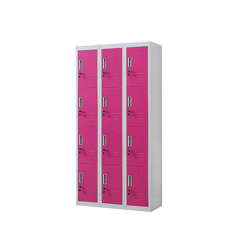 12-Door Locker for Office Gym Shed School Home Storage - Standard Lock with 2 Keys